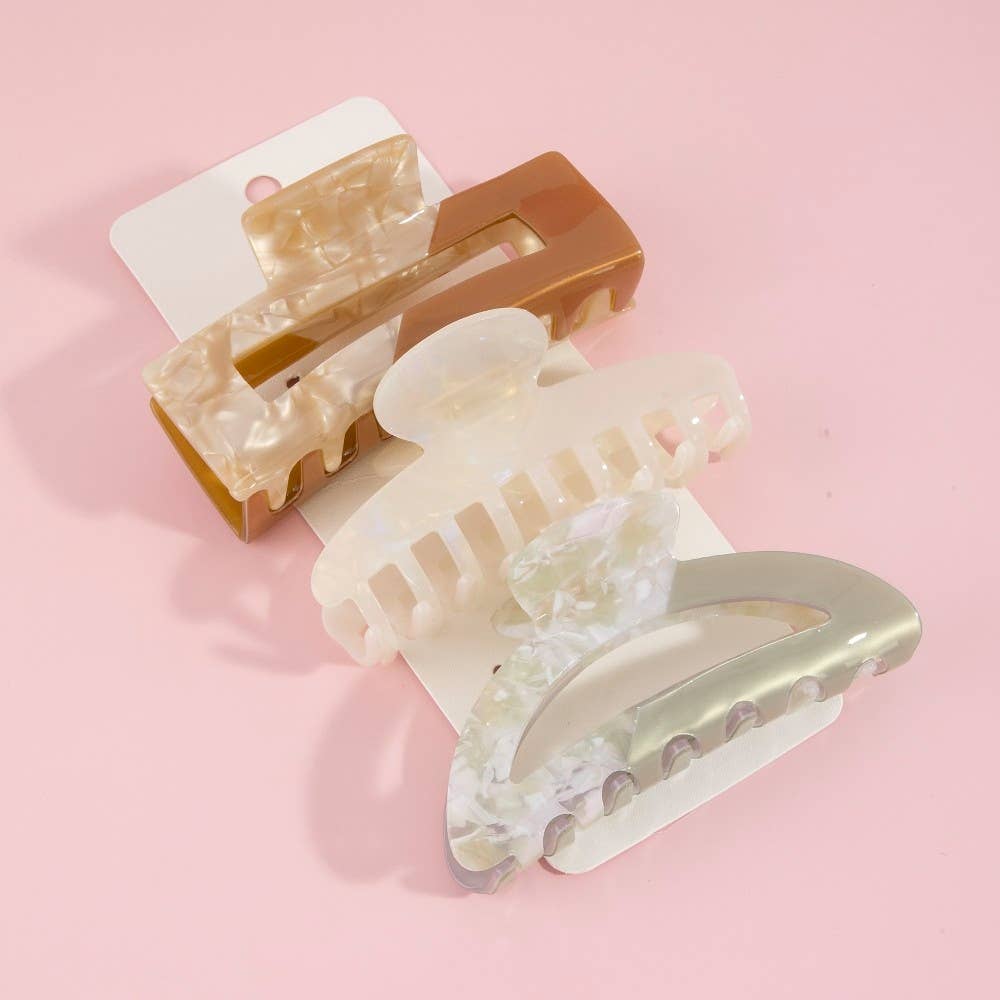 Acetate Three Piece Hair Claw Set