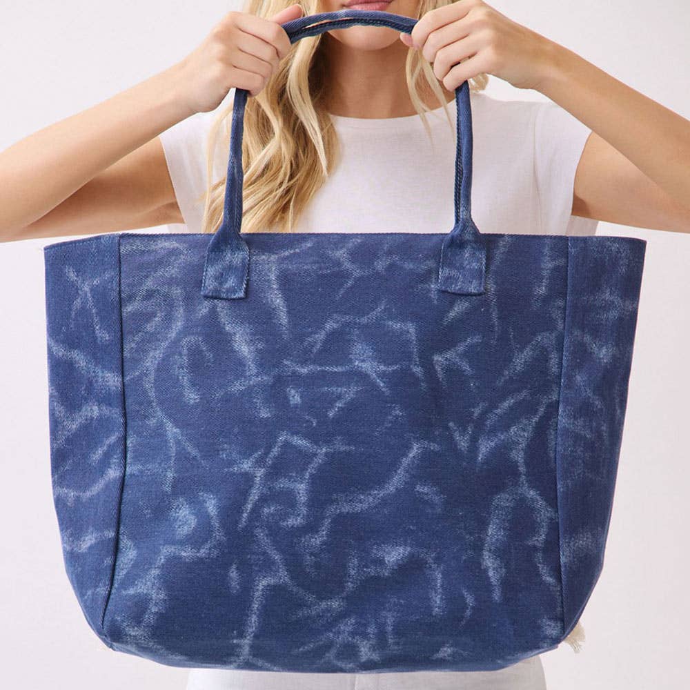 Vintage SUNSHINE Message Stripe Fringe Tote Bag