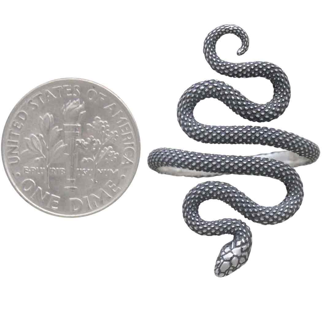 Sterling Silver or Bronze Textured Adjustable Snake Ring