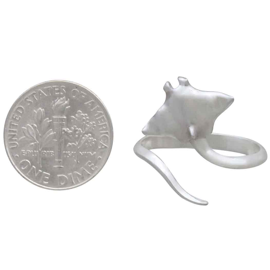 Sterling Silver or Bronze Adjustable Stingray Ring