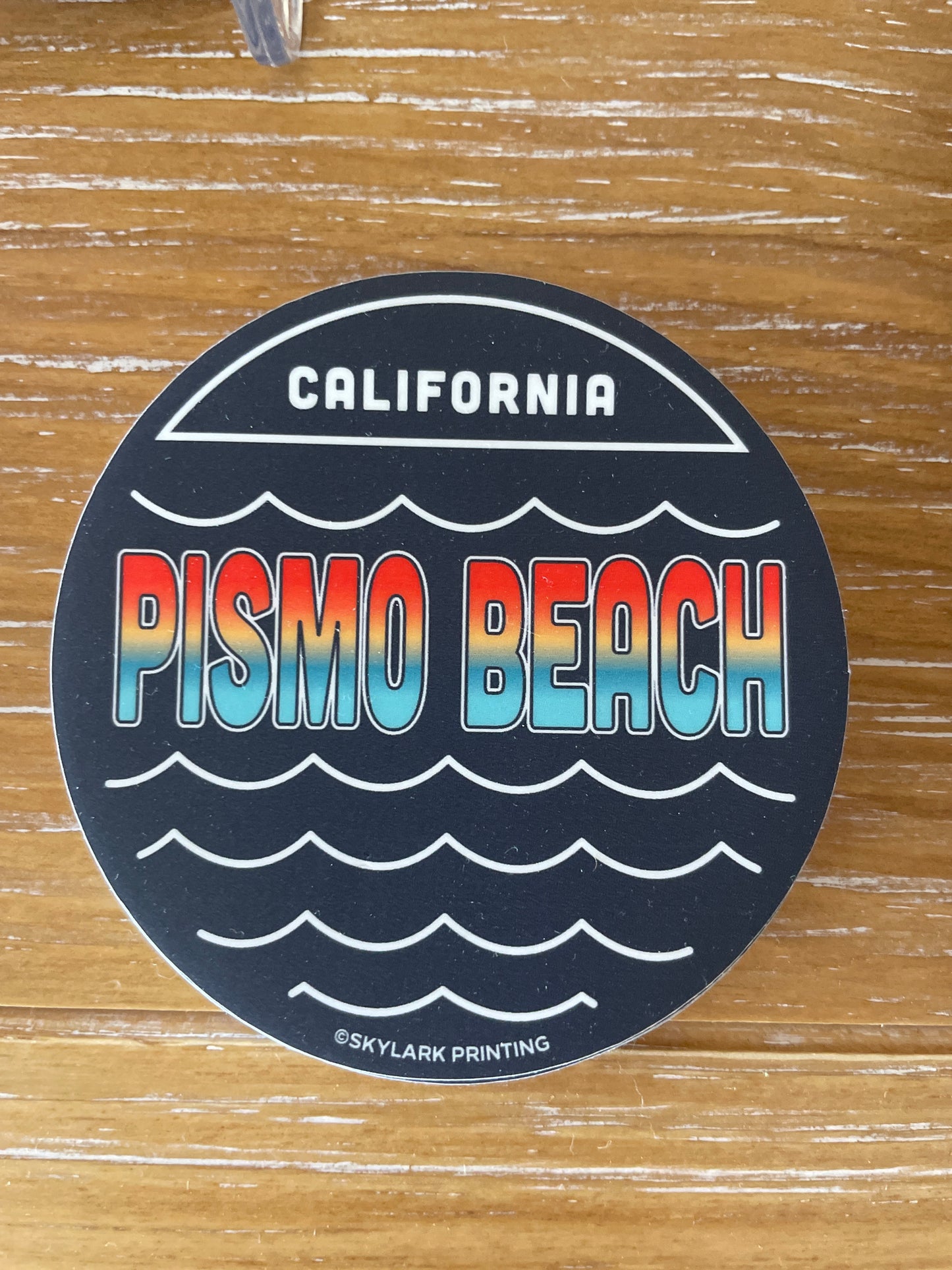 Pismo Beach Ocean Wave Reggae Souvenir Sticker, 3 inches