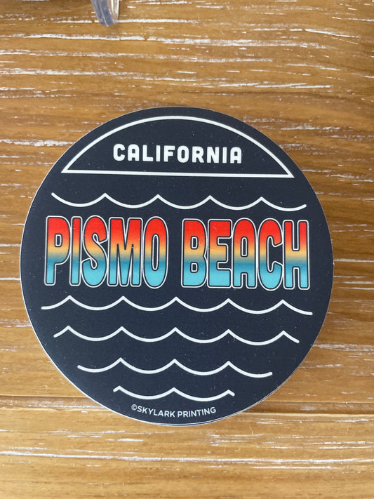 Pismo Beach Ocean Wave Reggae Souvenir Sticker, 3 inches