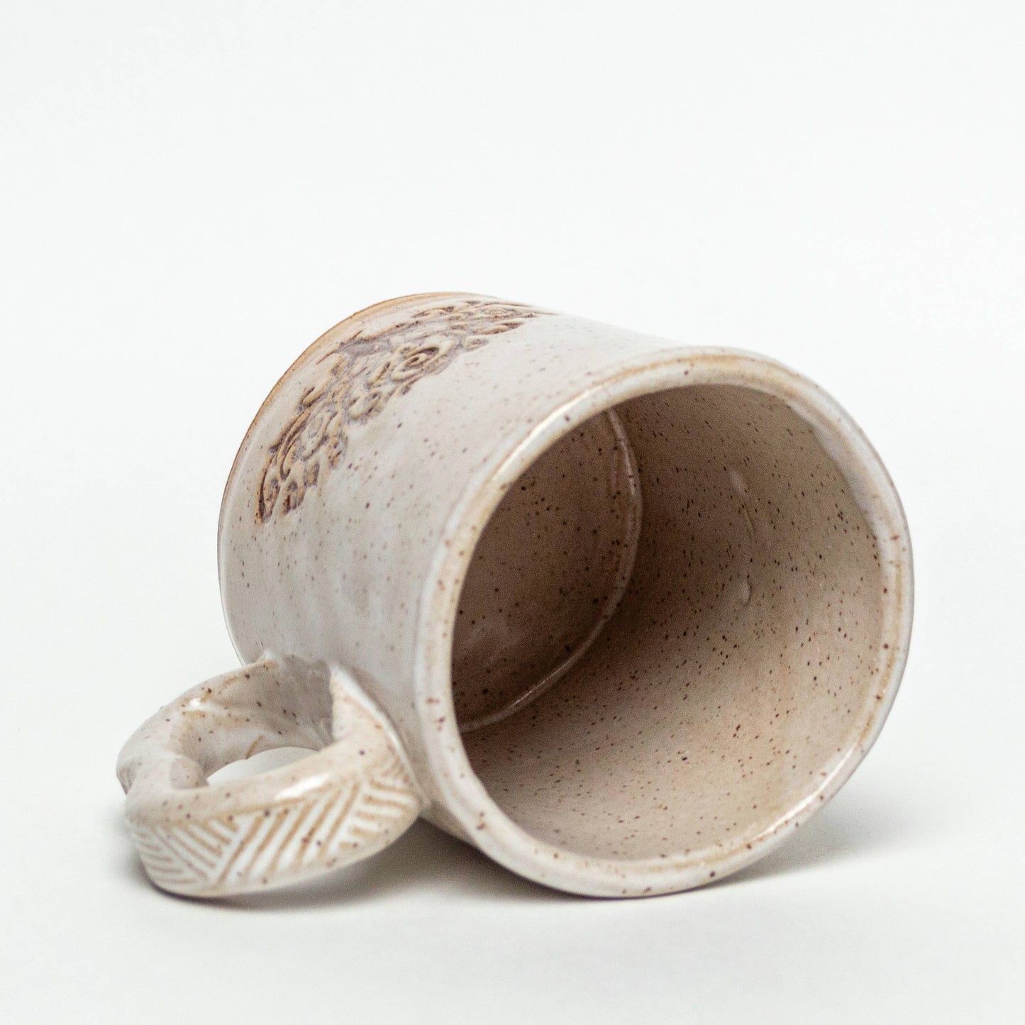 Red Tree Pattern Handmade in Ohio, Ceramic Ivory 14oz Mug