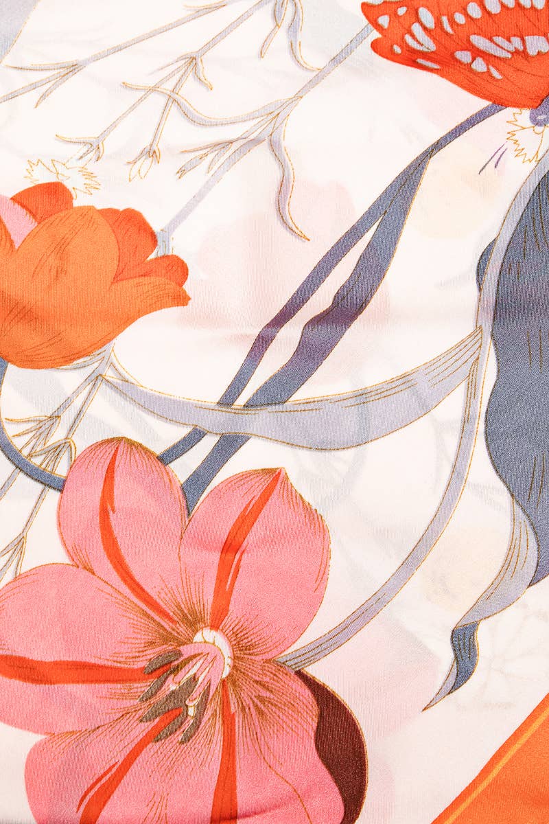 Lightweight Flower Print Square Scarf