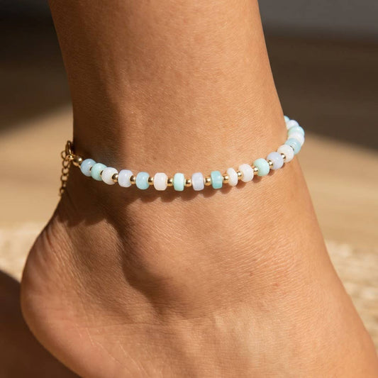 Colorful Rondelle Bead Stretch Beaded Anklet