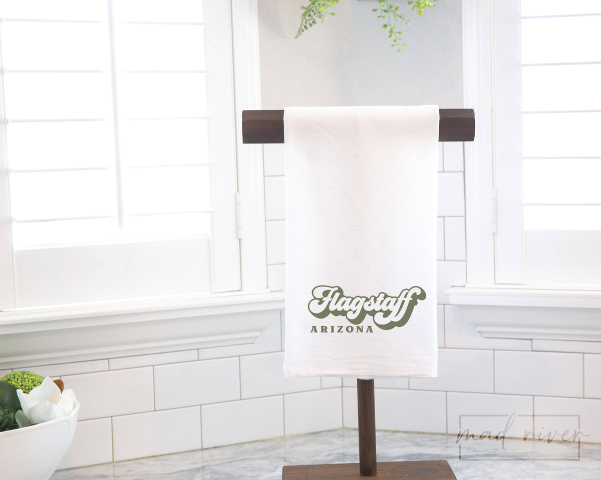 Retro Your City Flour Sack Towel, Custom Text