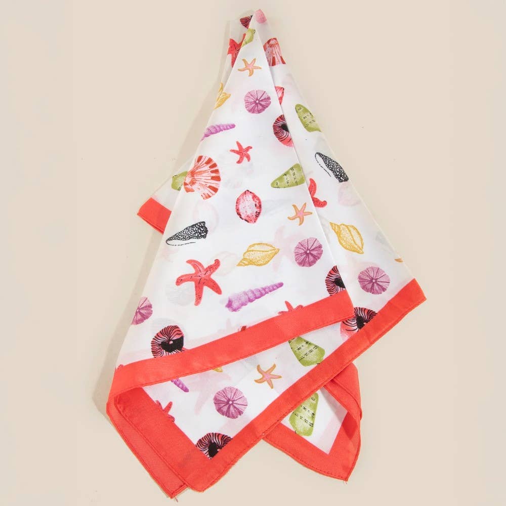 Sealife Multi Seashells Bandana Scarf