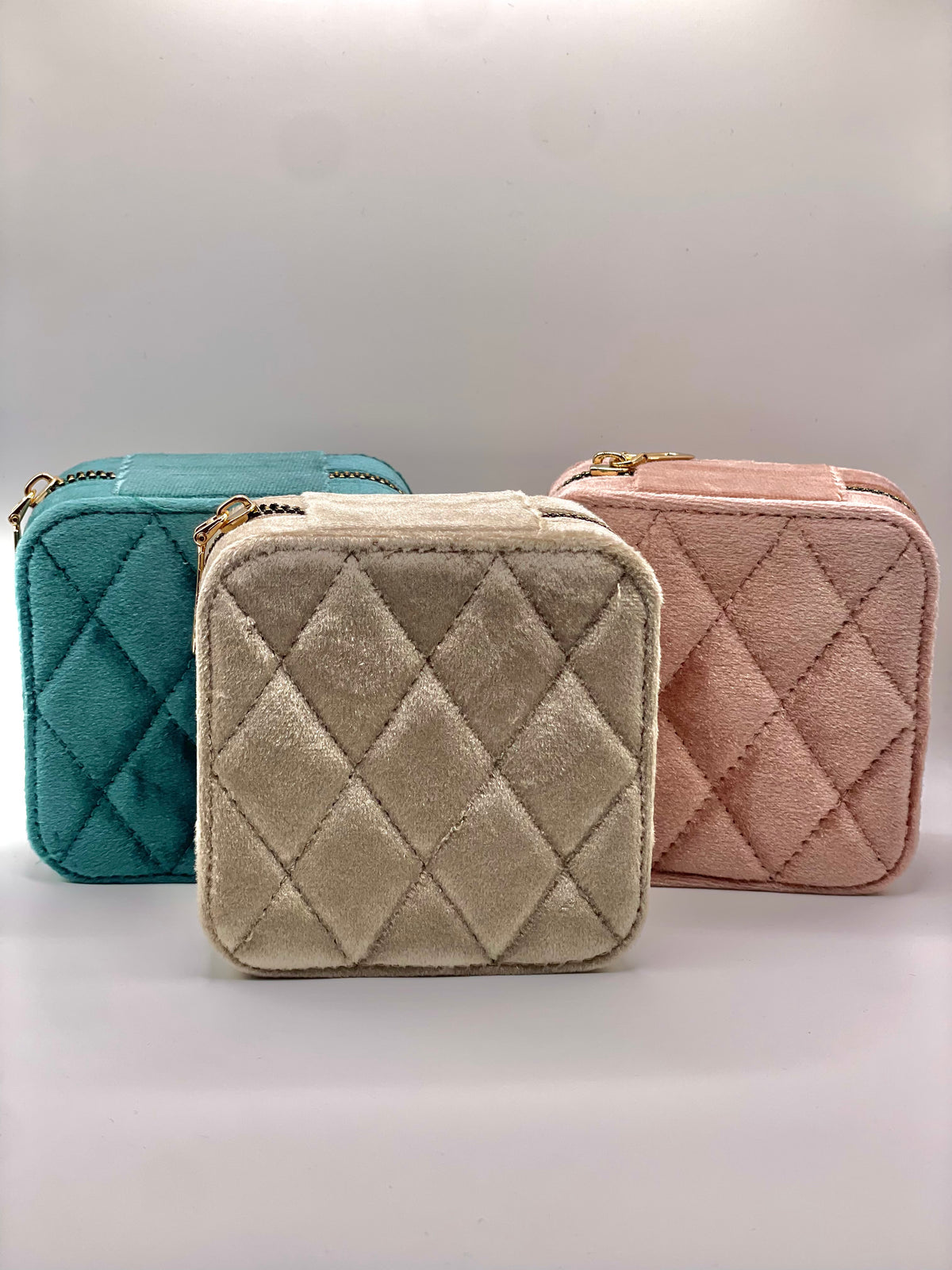Square Jewelry Case Quilted Velvet | Color Variety
