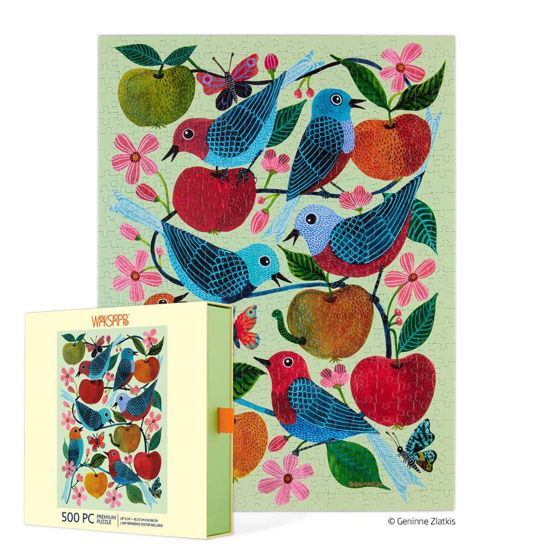 Apple Orchard 500 Piece Puzzle, Spring Bird Floral Gift