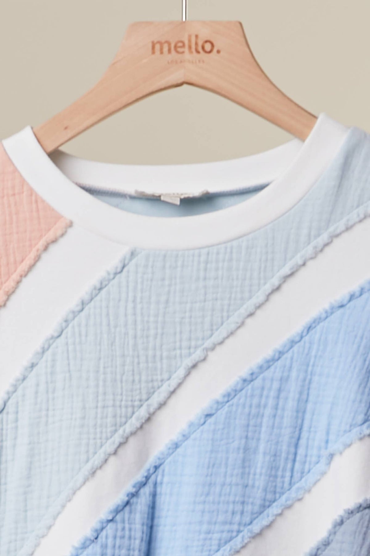 Textured Diagonal Stripe Patchwork Sweatshirt