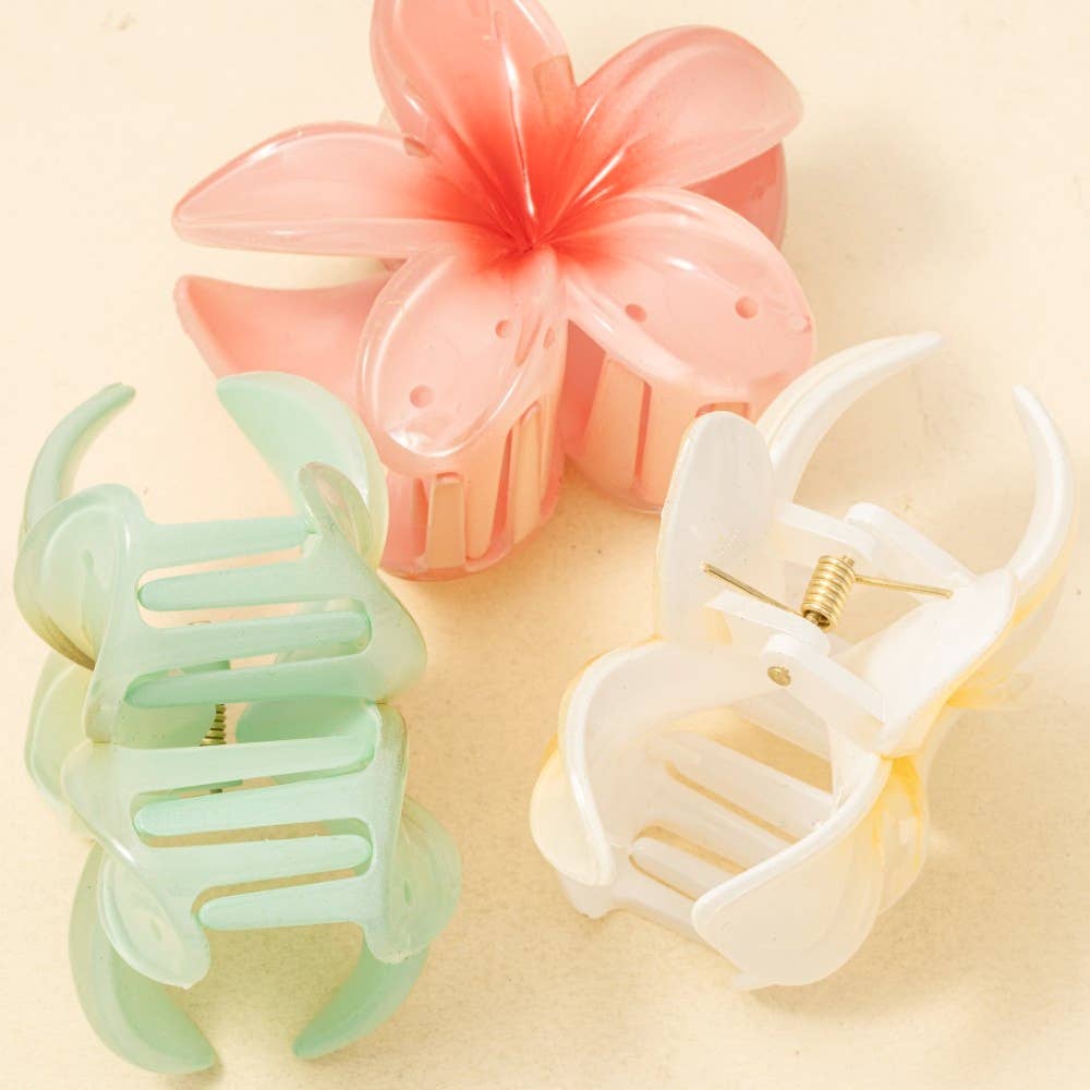 3Pc Large Vibrant Gradient Flower Hair Claw