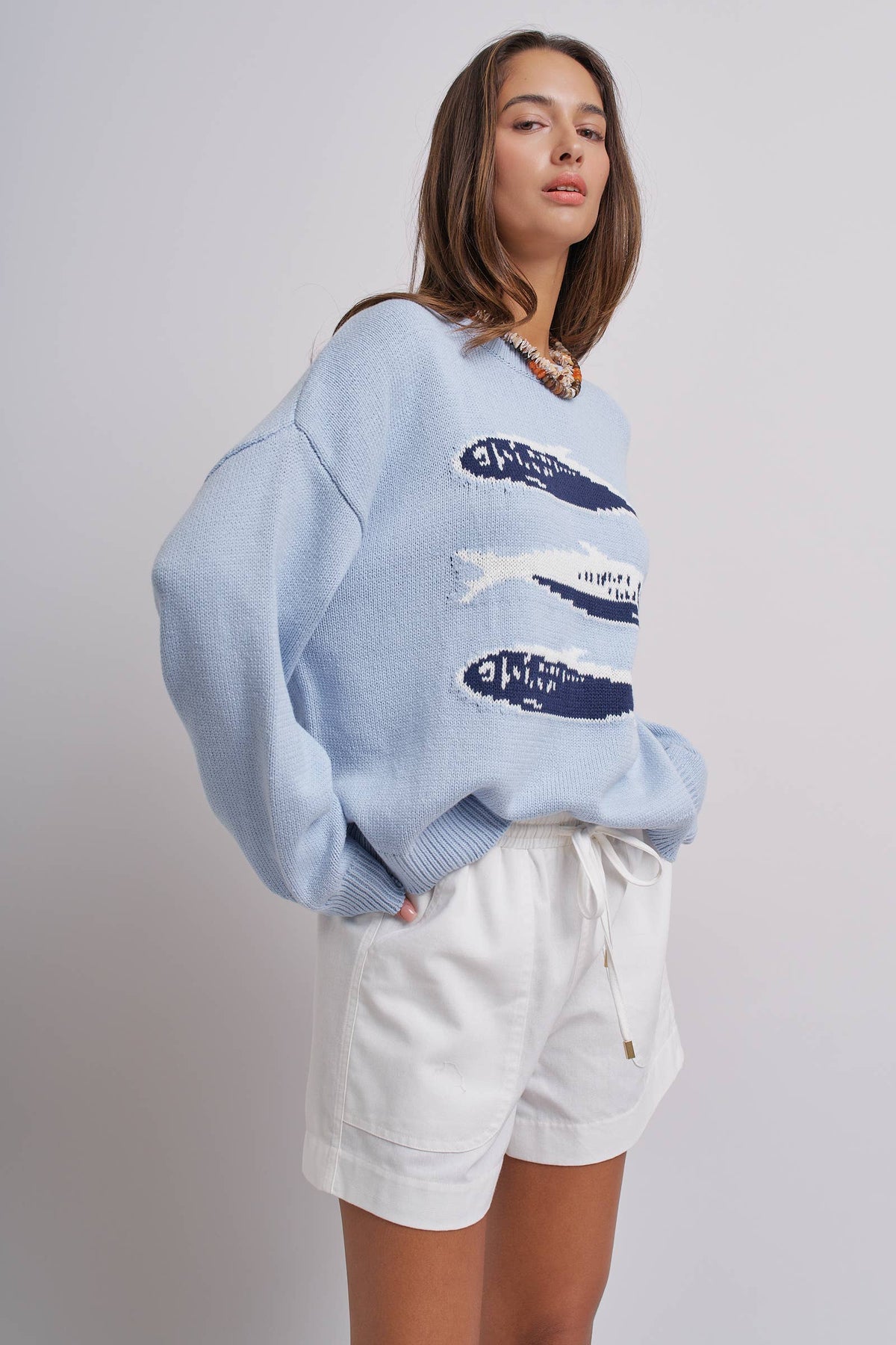 Seaside Sardine Oversized Summer Knit Sweater