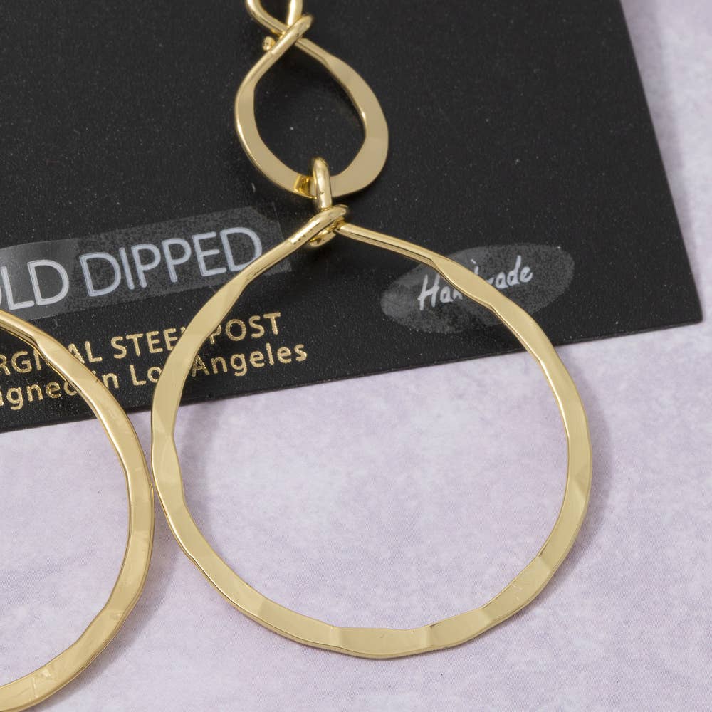 Gold Dipped Hammered Infinity Twist Drop Earrings