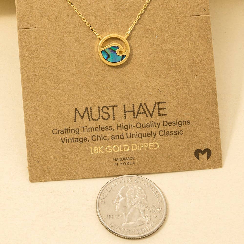 Wave Coin Pendant Necklace