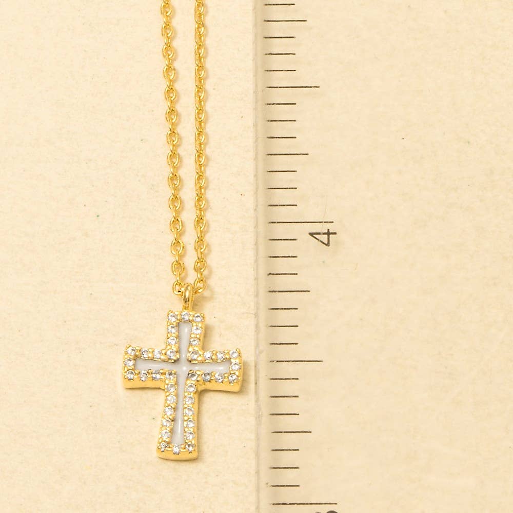 Gold Dipped Enamel Cross Pendant Necklace