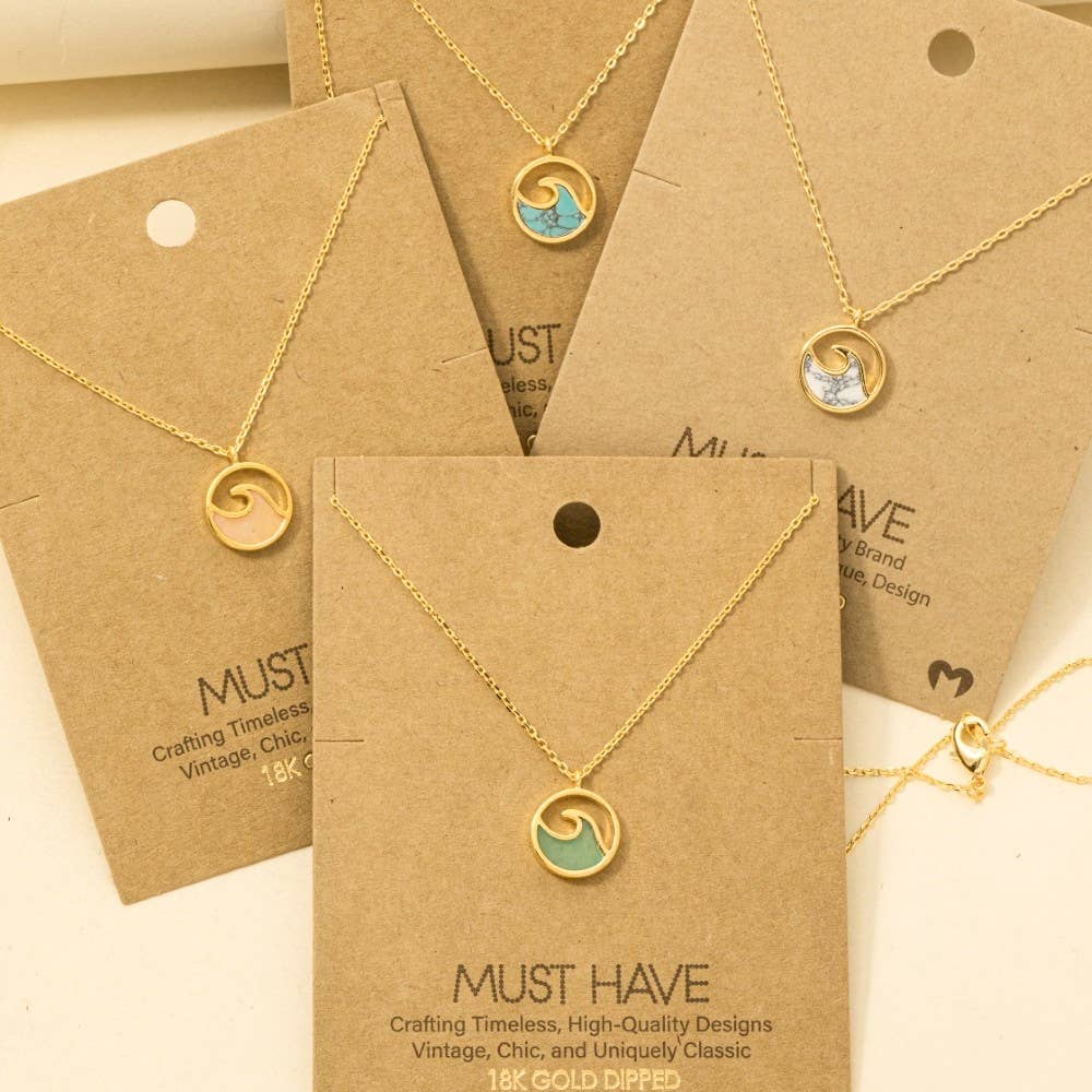 Round Wave Coin Pendant Necklace