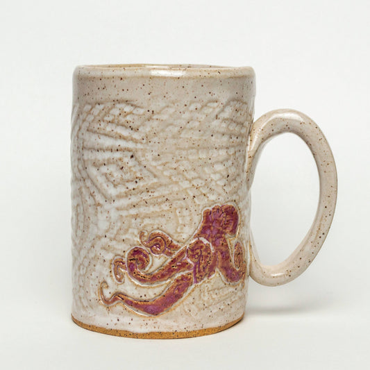 Octopus Pattern Handmade, in Ohio, Ceramic White 14oz Mug