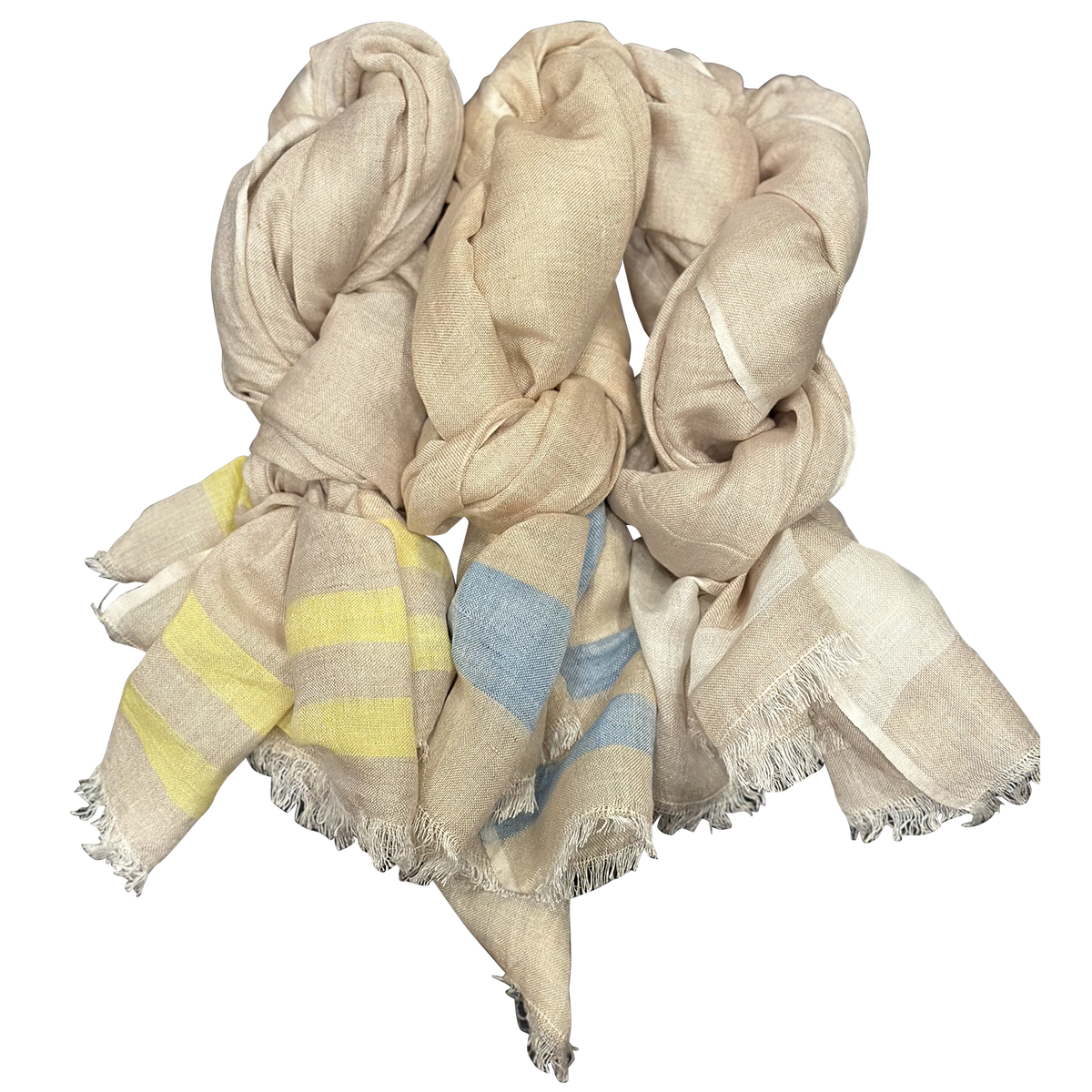 Pure Linen with Fresh Stripes Lightweight Scarf for Women