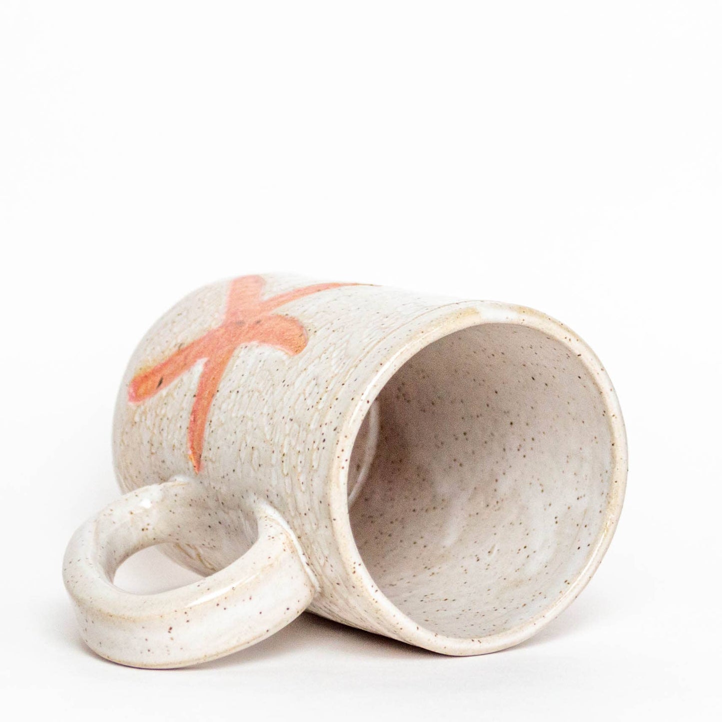 Starfish Pattern Handmade, in Ohio, Ceramic White 14oz Mug
