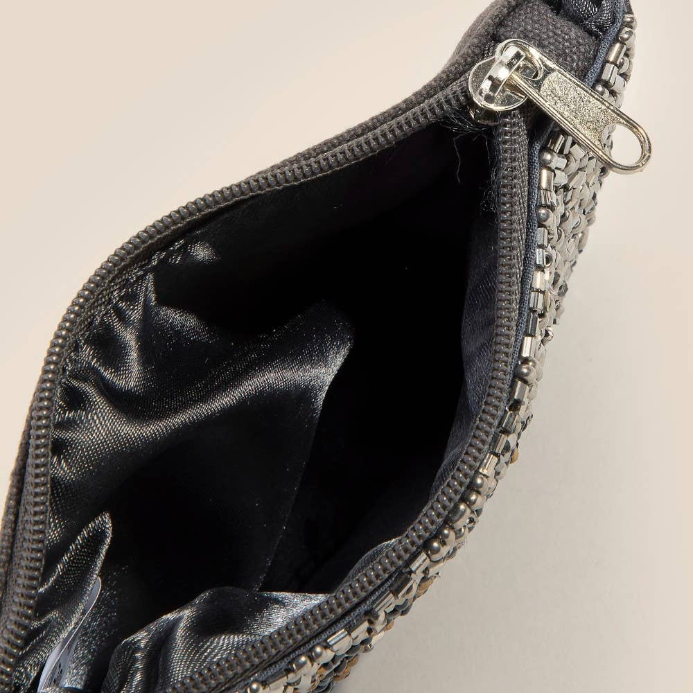 Metallic Seed Beaded Cowboy Boots And Hat Coin Purse