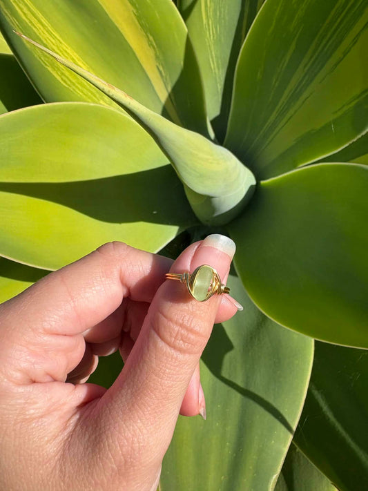 Genuine Seafoam Sea Glass Brass Ring