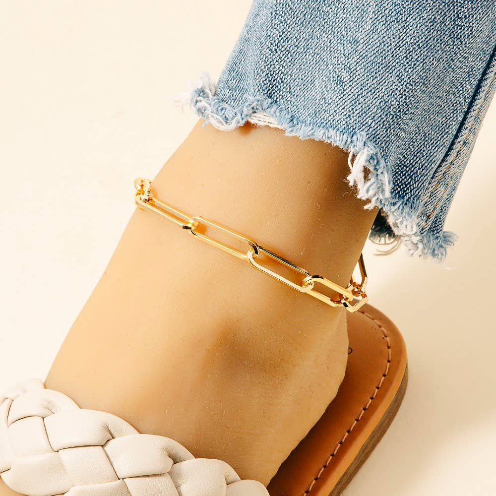 Stainless Steel Thin Oval Chain Anklet
