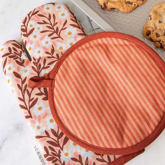 Pink Daisy Pot Holder Set