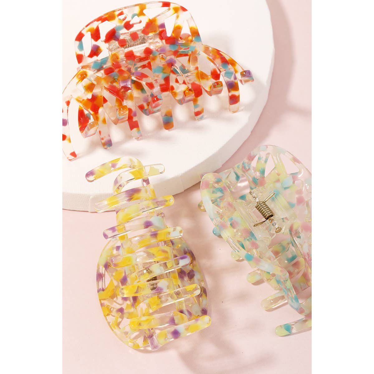Confetti Mini Jaw Hair Clips - Red, Yellow, Teal multi