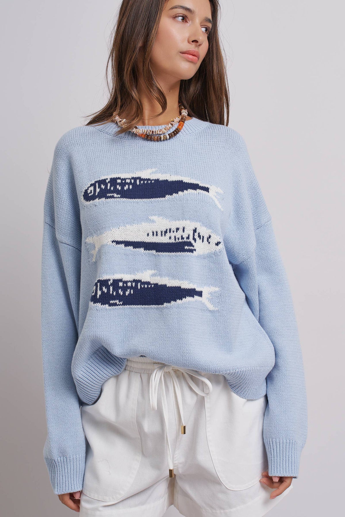 Seaside Sardine Oversized Summer Knit Sweater