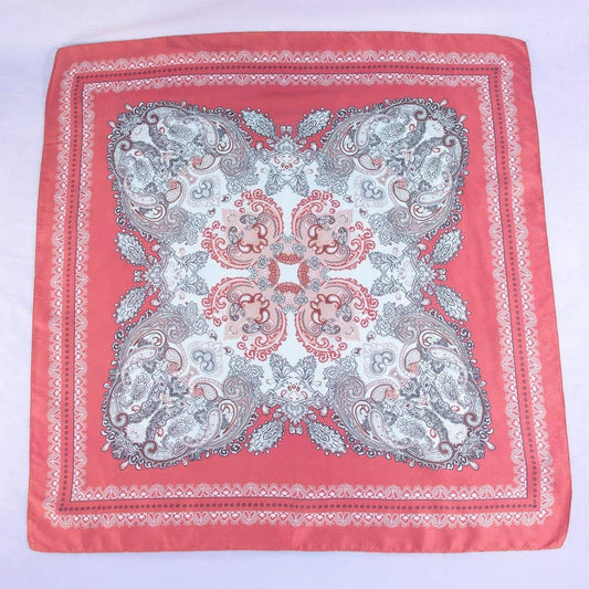 Ornate Paisley Medallion Print Satin Square Scarf