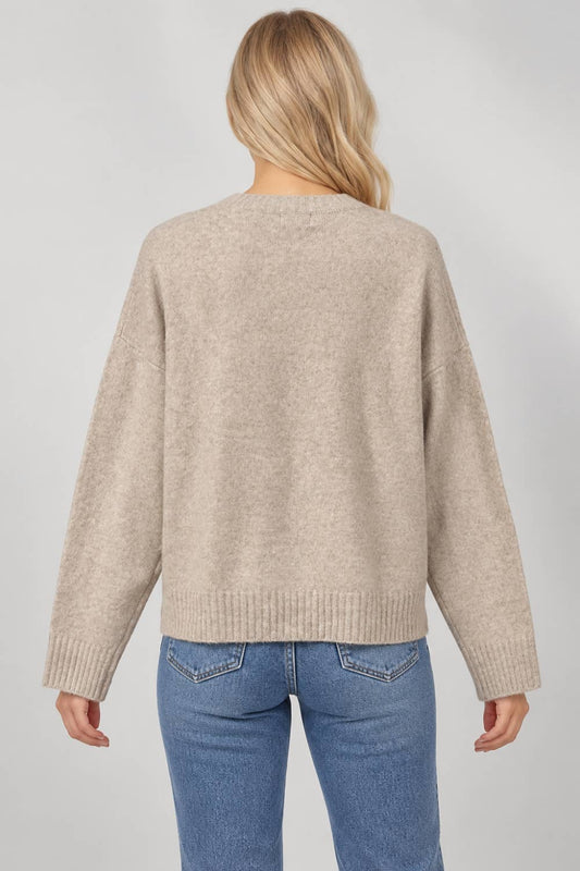 Women’s Oatmeal Lobster Sweater - Textured Crewneck Pullover