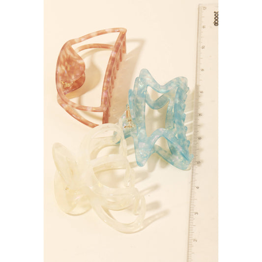 Assorted Shape Acetate Hair Clip Set