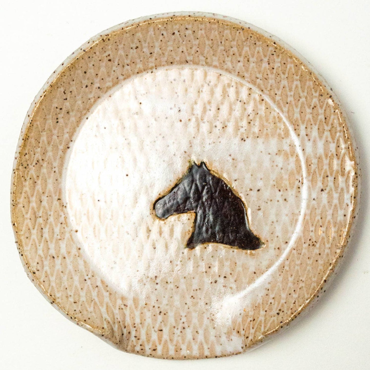 Ceramic Spoon Rest - Brown Horse Pattern Handmade in Ohio