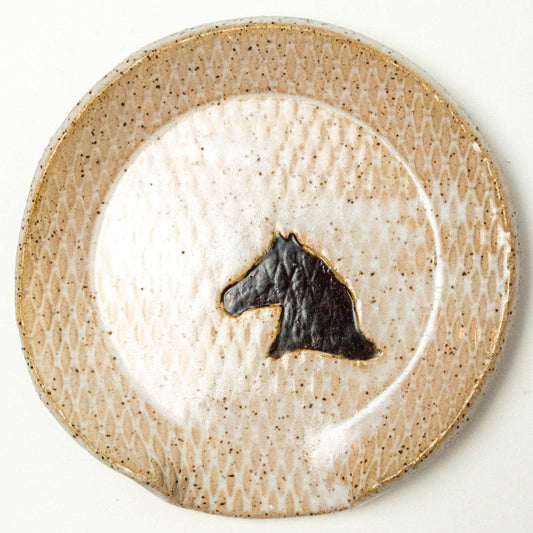 Ceramic Spoon Rest - Brown Horse Pattern Handmade in Ohio
