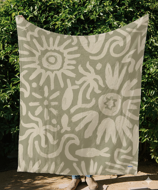 Flora Plush Throw - Sage Green