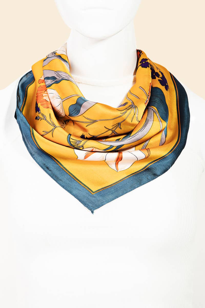 Lightweight Flower Print Square Scarf