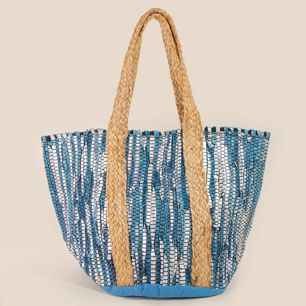 Vibrant Stripes Woven Tote Bag