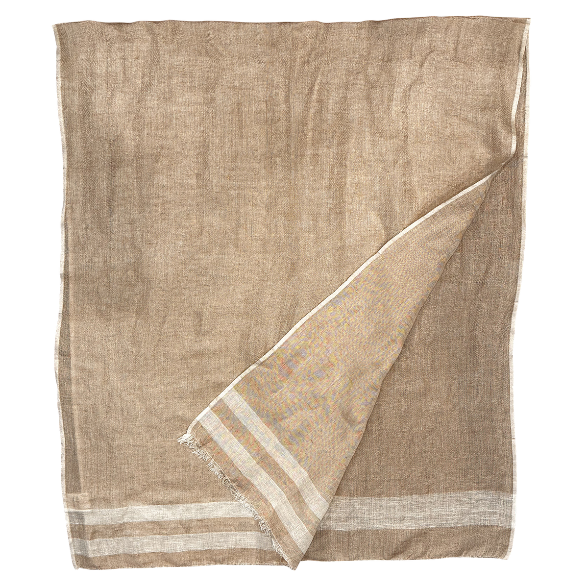 Pure Linen with Fresh Stripes Lightweight Scarf for Women