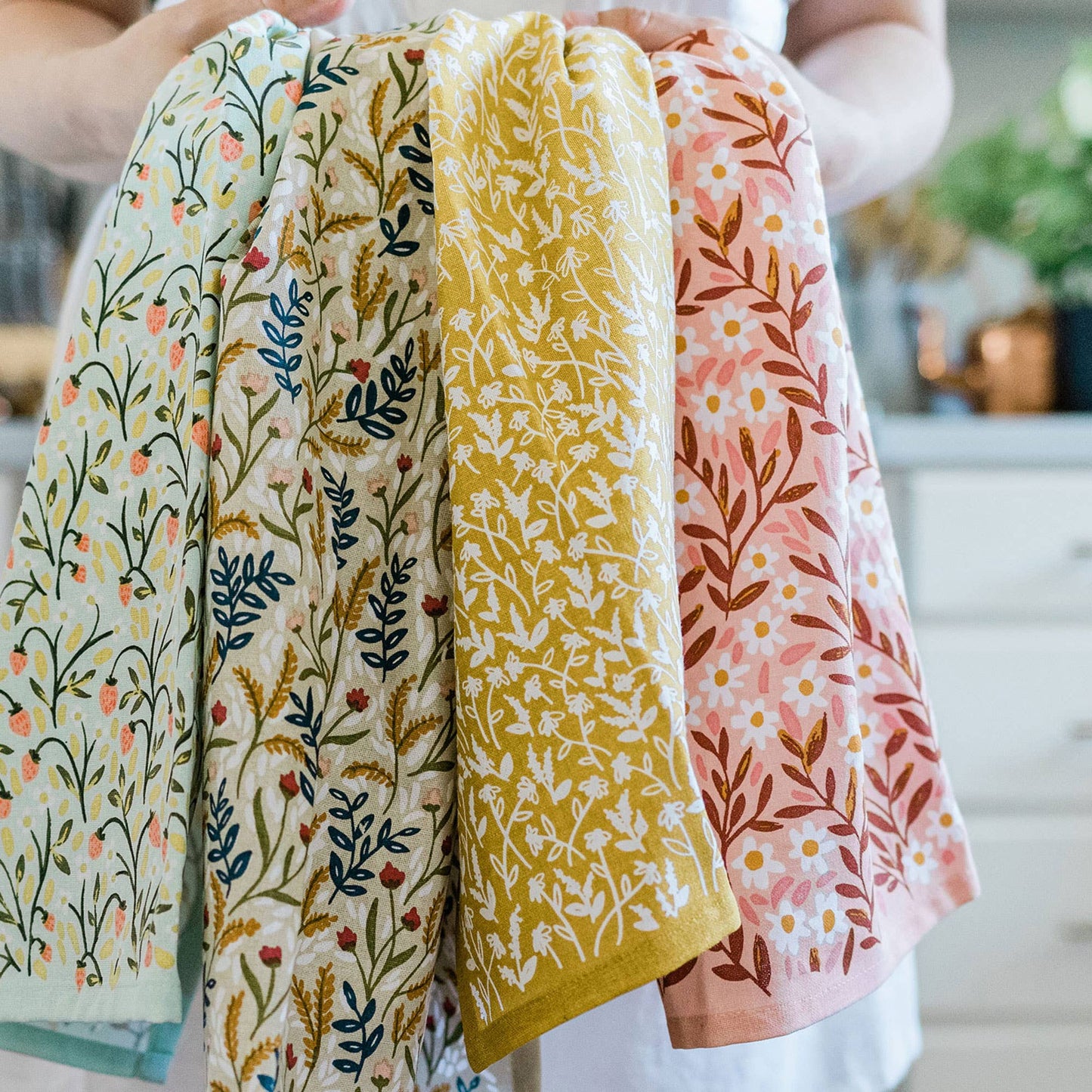 Mustard Tiny Floral Kitchen Towel