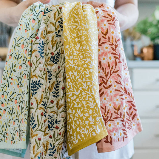 Mustard Tiny Floral Kitchen Towel