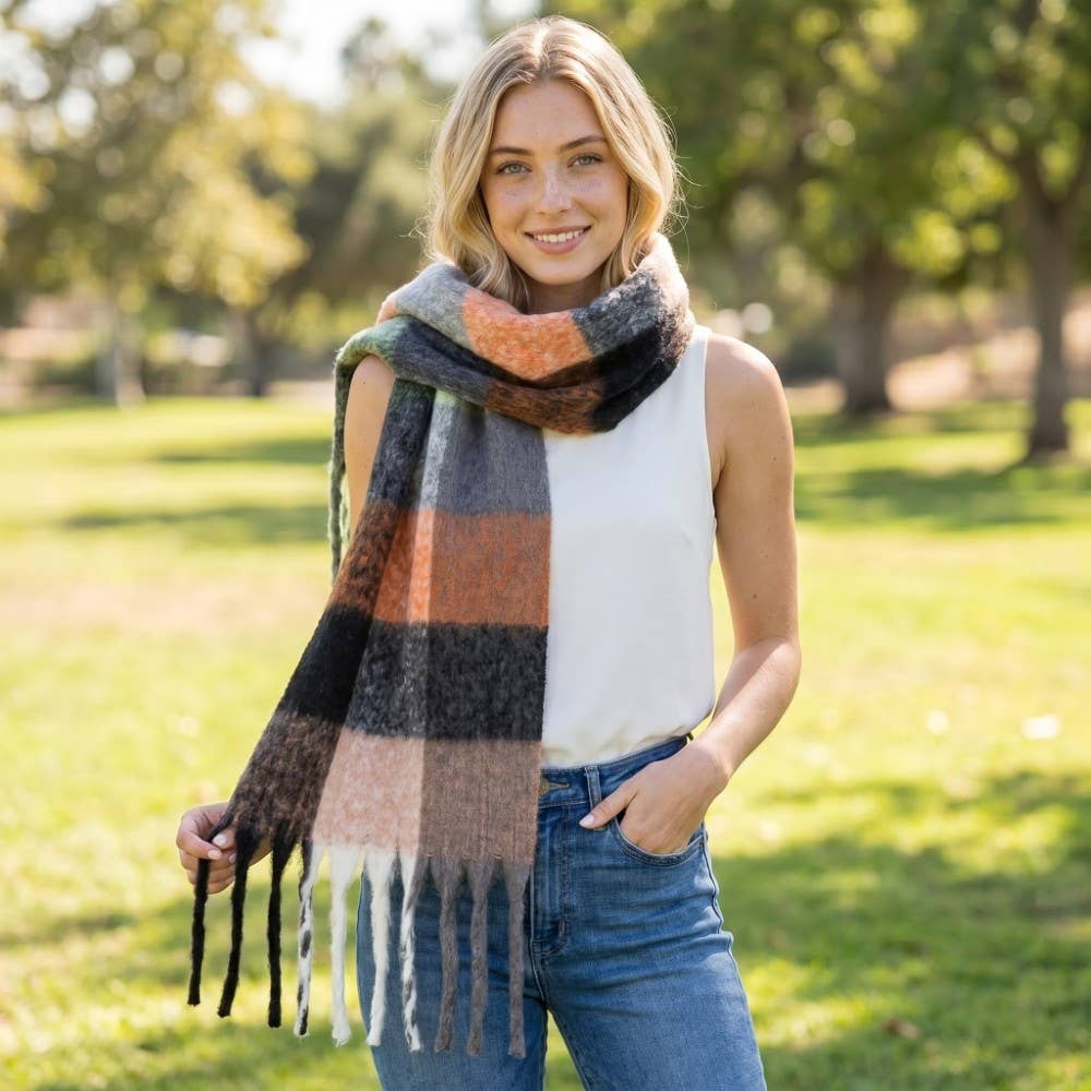 Plaid Scarves - Oblong Scarf/Shawl