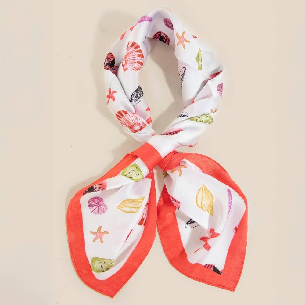 Sealife Multi Seashells Bandana Scarf