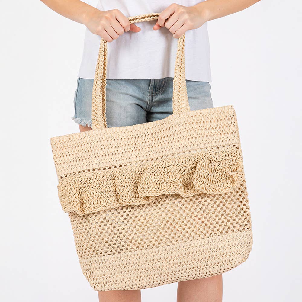 Ruffle Crochet Beach Bag