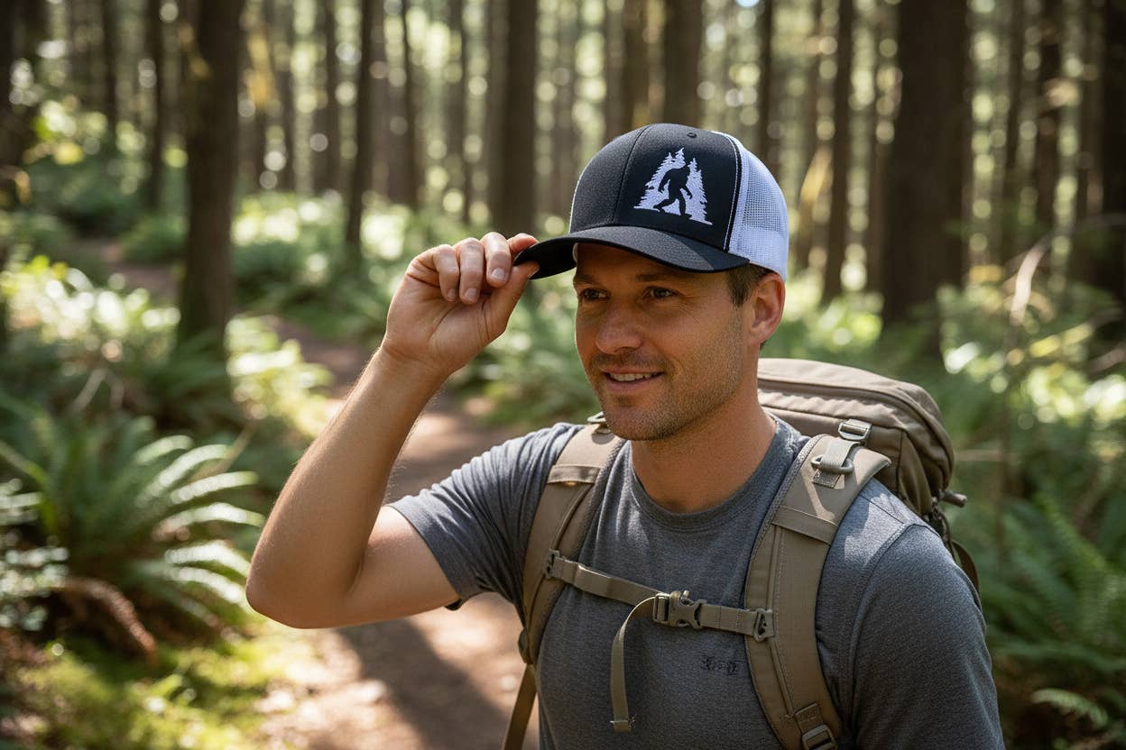 Sasquatch in Trees Trucker Hat