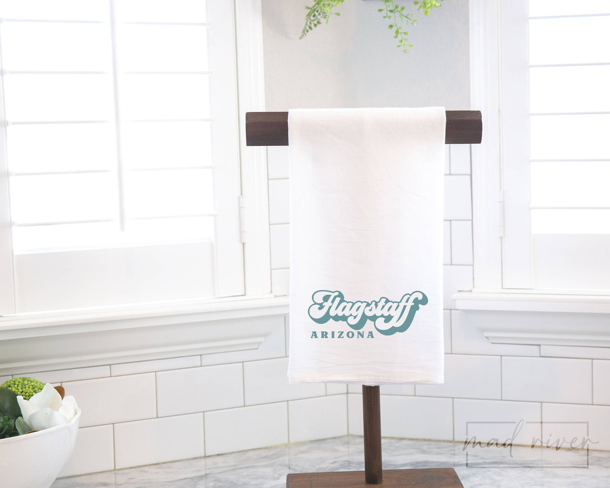 Retro Your City Flour Sack Towel, Custom Text