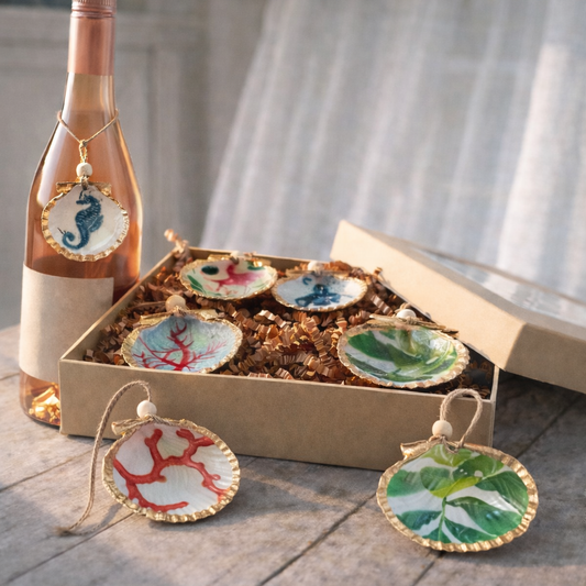 Coastal Mini Shell Ornament Gift Set – Handcrafted Seashell Decor
