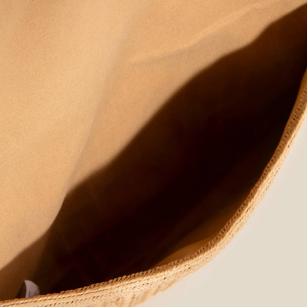 Round Flap Intricate Paper Woven Envelope Clutch Bag