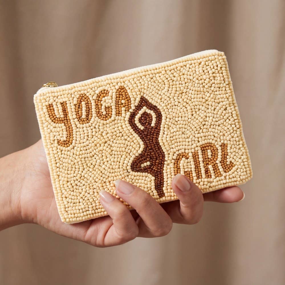 Yoga Girl Beaded Coin Purse