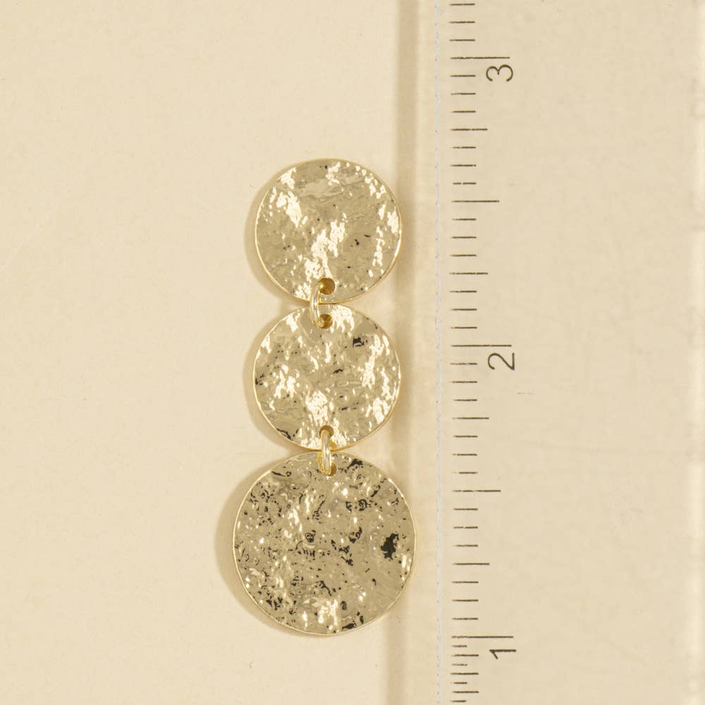 Graduated Hammered Disc Drop Earrings