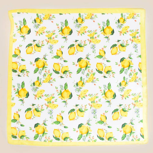 Lemons And Flowers Print Square Bandana Scarf